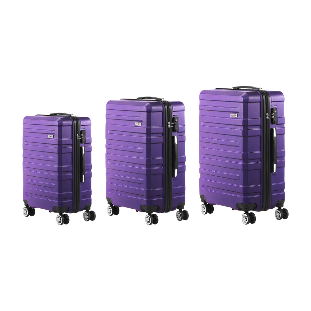 Mazam 3PCS Luggage Suitcase Trolley Set Travel TSA Lock Purple