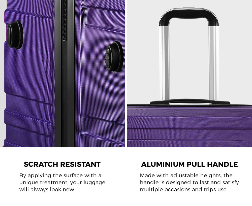 Mazam 3PCS Luggage Suitcase Trolley Set Travel TSA Lock Purple
