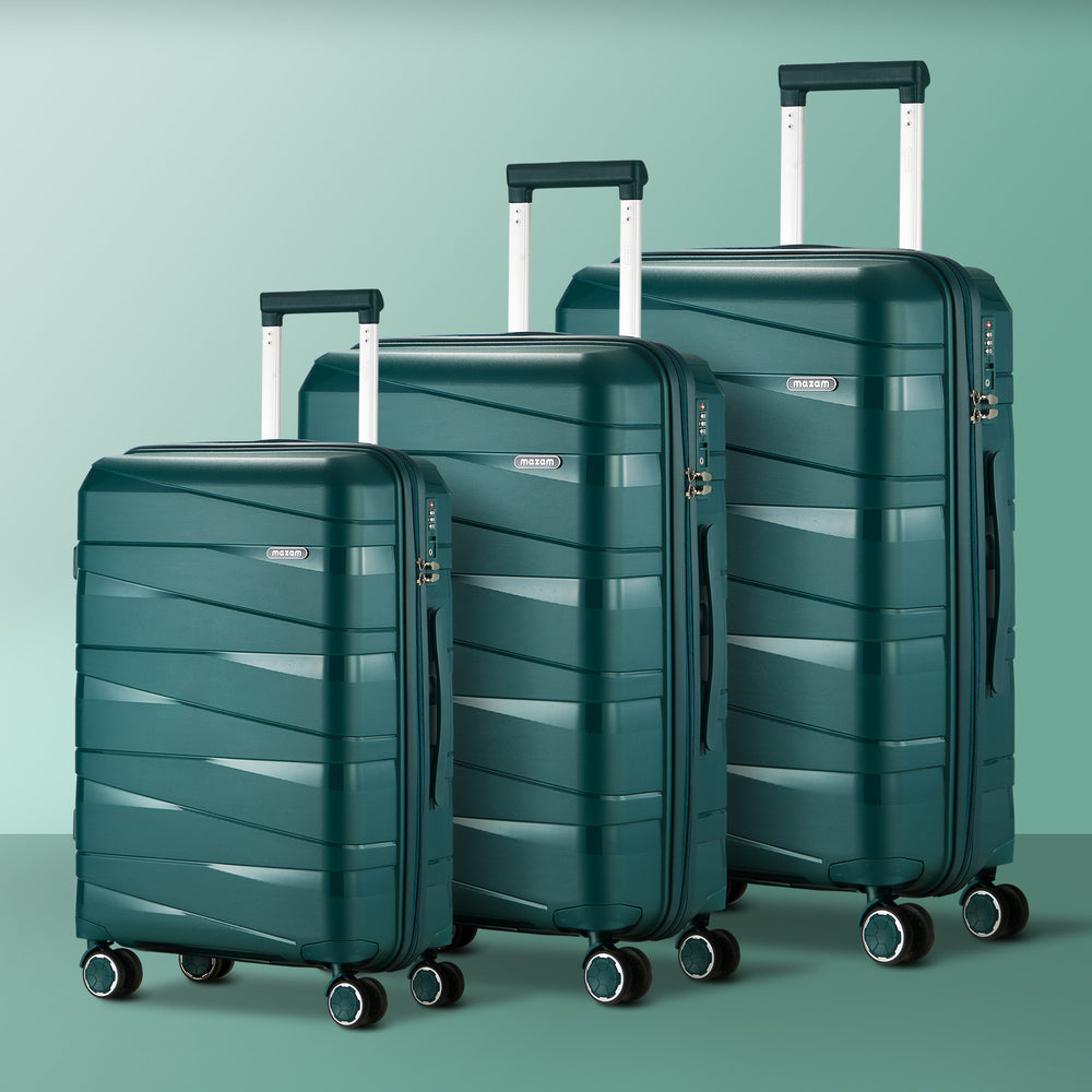 Mazam 3PCS Luggage Set Travel TSA Lock PP Case Green