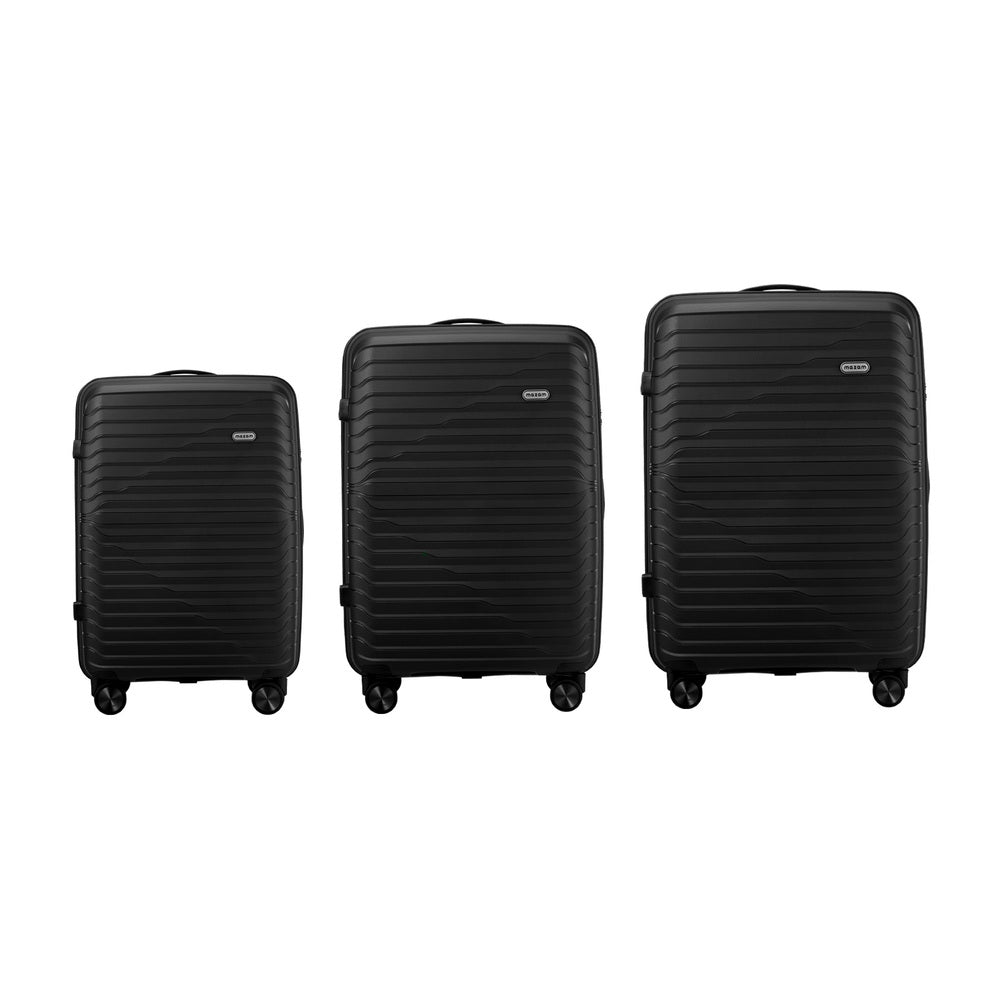 Mazam 3PCS Luggage Suitcase Set TSA Lock Black PP Case