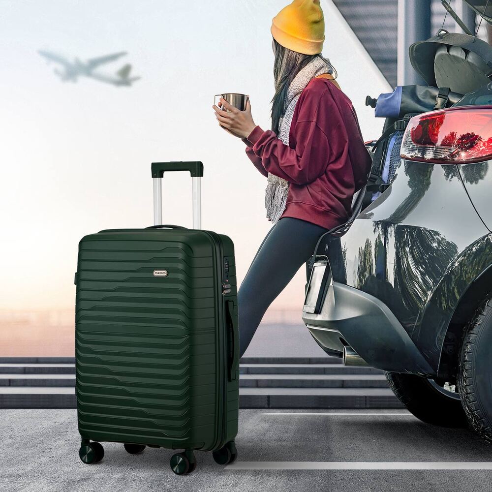 Mazam 3PCS Luggage Suitcase Set TSA Lock Green PP Case