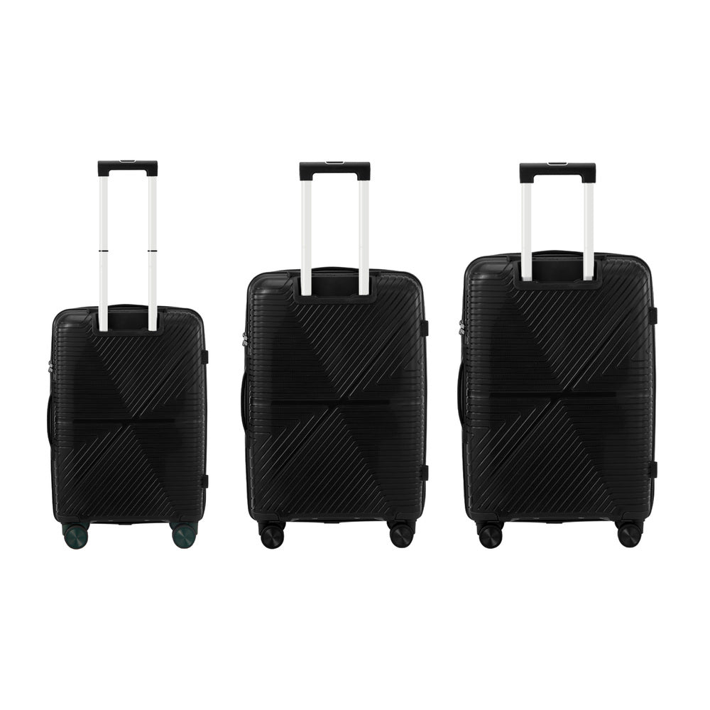 Mazam 3PCS Luggage Suitcase Set Black PP Case TSA Lock