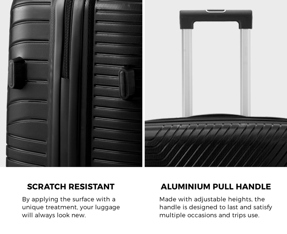 Mazam 3PCS Luggage Suitcase Set Black PP Case TSA Lock