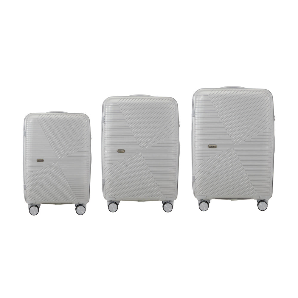 Mazam 3PCS Luggage Suitcase Set Grey PP Case TSA Lock