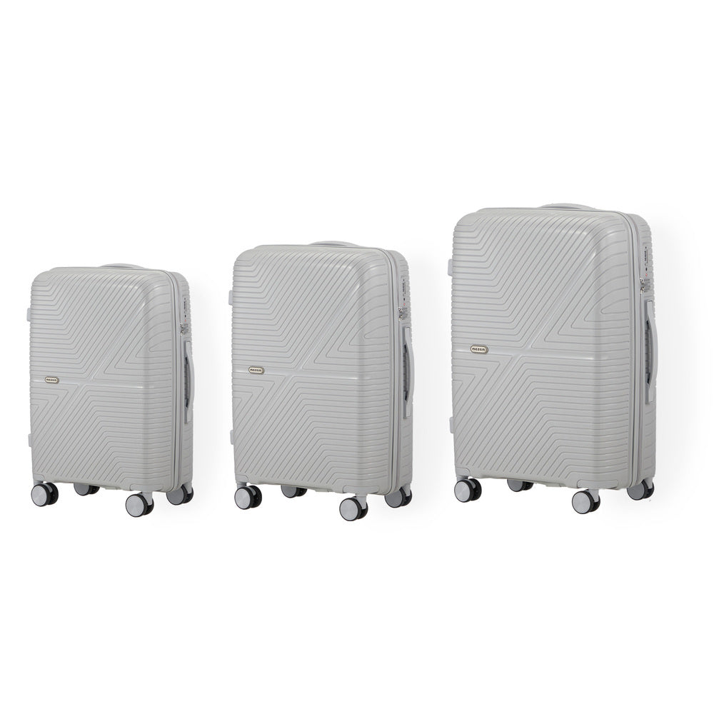 Mazam 3PCS Luggage Suitcase Set Grey PP Case TSA Lock
