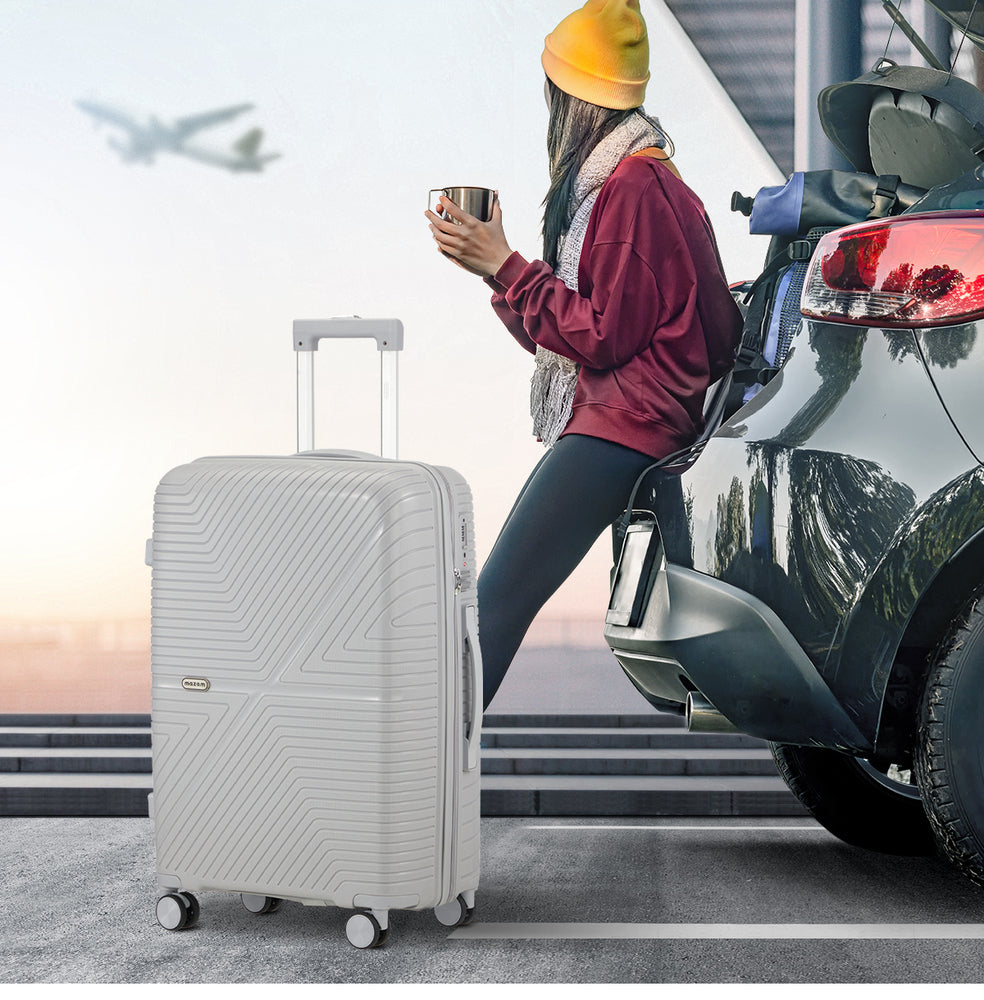 Mazam 3PCS Luggage Suitcase Set Grey PP Case TSA Lock