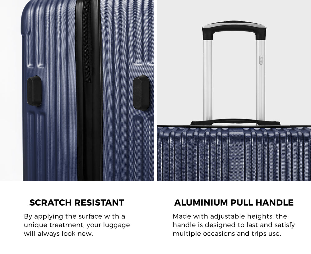 Mazam 2PCS Luggage Suitcase Trolley Set Carry On TSA Hard Case Navy