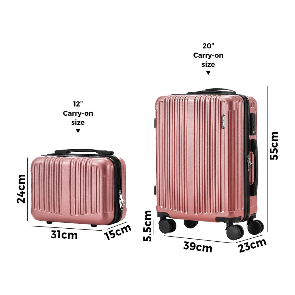 Mazam 2PCS Luggage Suitcase Trolley Set Carry On TSA Hard Case Pink