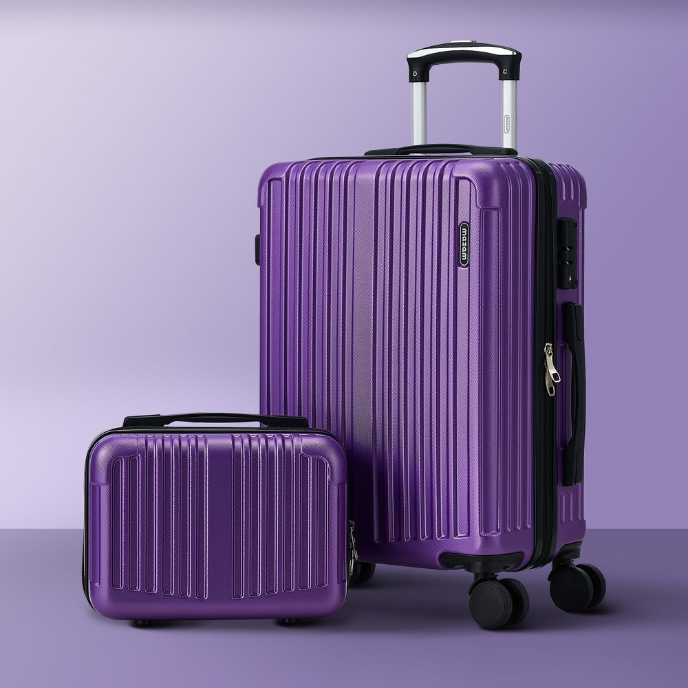 Mazam 2PCS Luggage Suitcase Trolley Set Carry On TSA Hard Case Purple