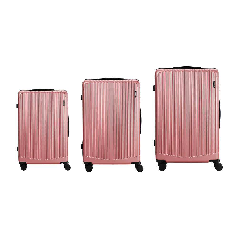 Mazam 3PCS Luggage Suitcase Trolley Set Travel TSA Lock ABS Case Pink