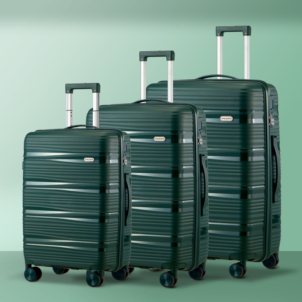 Mazam 3PCS Luggage Suitcase Set PP Case TSA Lock Green