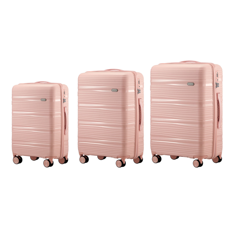 Mazam 3PCS Luggage Suitcase Set PP Case TSA Lock Pink