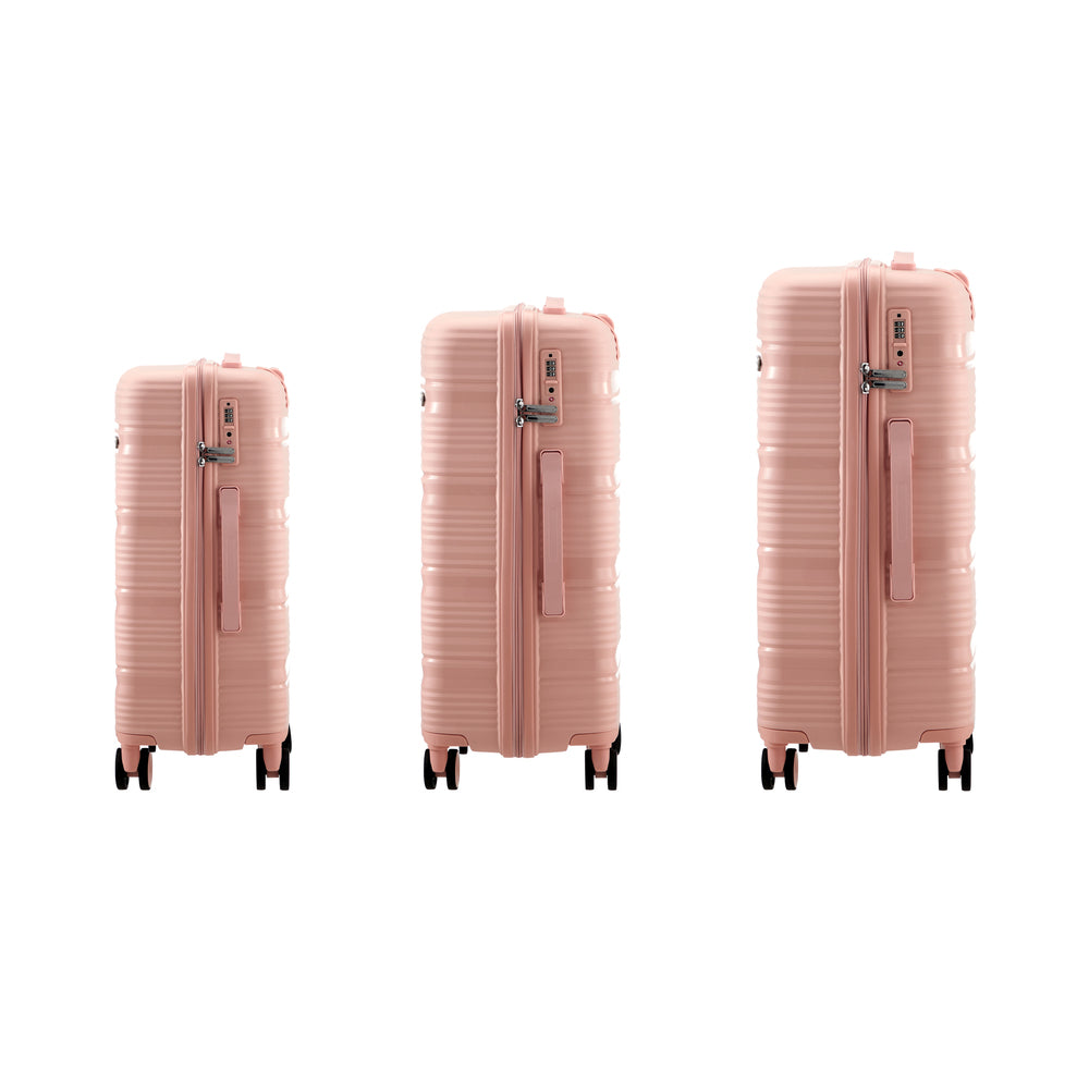 Mazam 3PCS Luggage Suitcase Set PP Case TSA Lock Pink