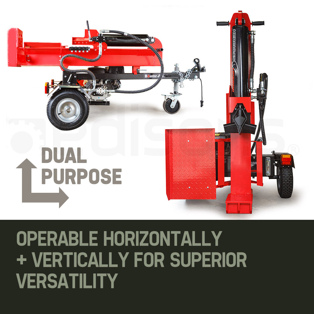 BAUMR-AG 65 Tonne Diesel Hydraulic Horizontal and Vertical Towed Wood Log Splitter with Detachable 4-Way Wedge - HDS800