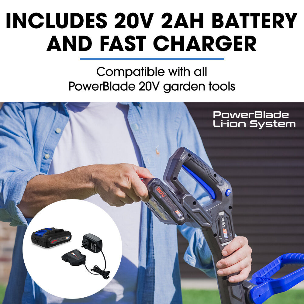 POWERBLADE LN4 20V Cordless Electric Line Trimmer & Garden Edger Kit, with Battery and Fast Charger