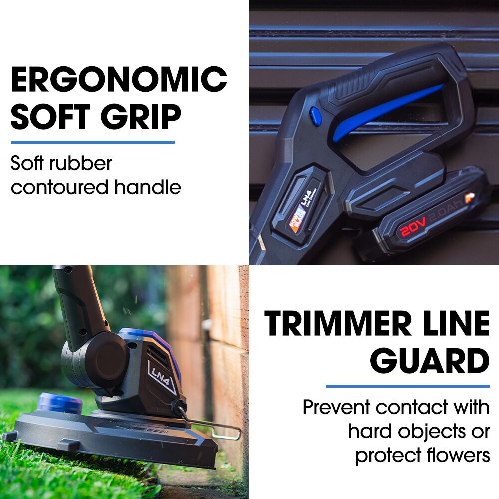 POWERBLADE LN4 20V Cordless Electric Line Trimmer & Garden Edger Kit, with Battery and Fast Charger
