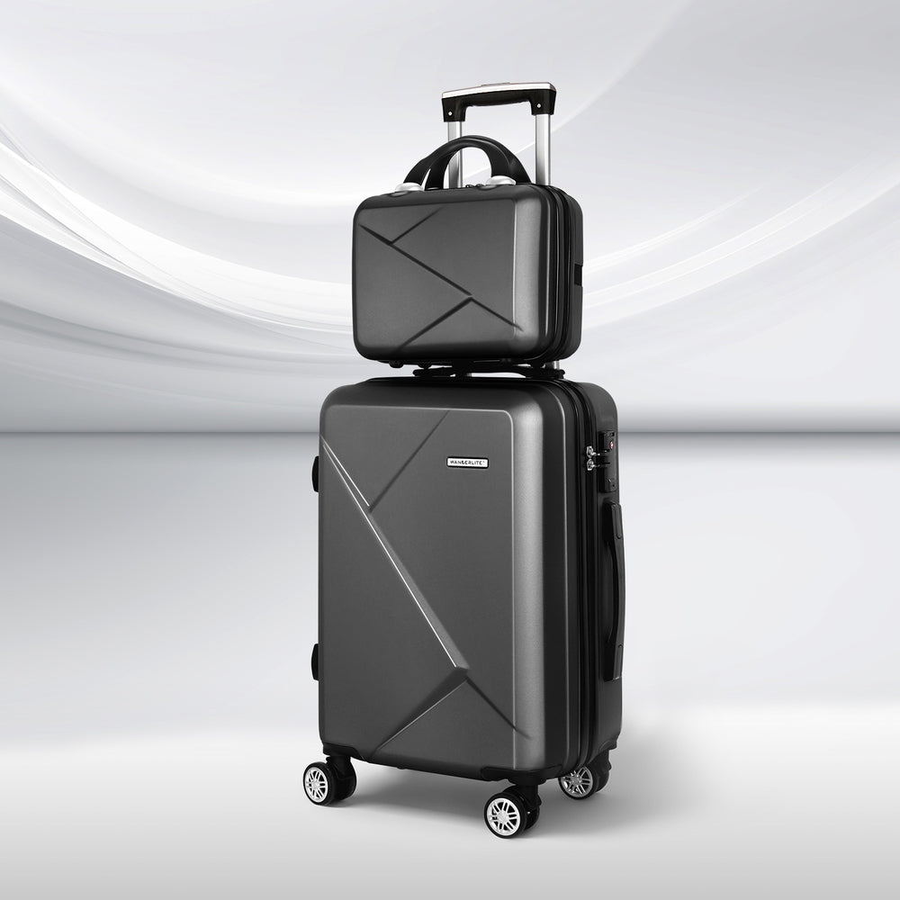 Wanderlite 2Set 20 Inch Luggage Case with 12 Inch Handheld Luggage Box Hard Shell Travel Suitcase TS