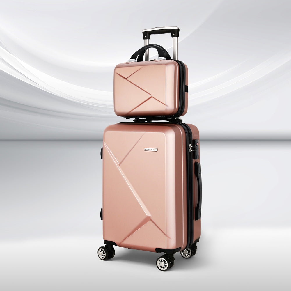 Wanderlite 2Set 20 Inch Luggage Case with 12 Inch Handheld Luggage Box Hard Shell Travel Suitcase TS