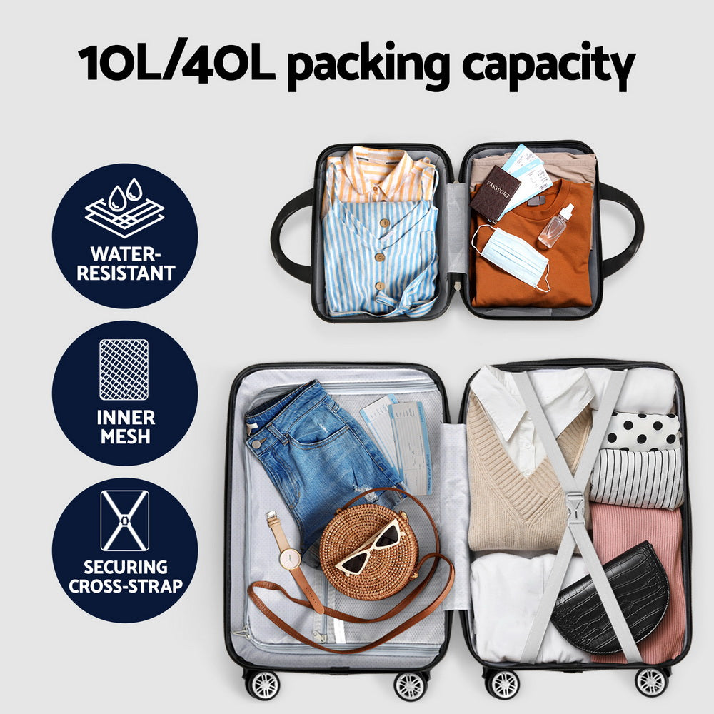 Wanderlite 2Set 20 Inch Luggage Case with 12 Inch Handheld Luggage Box Hard Shell Travel Suitcase TS
