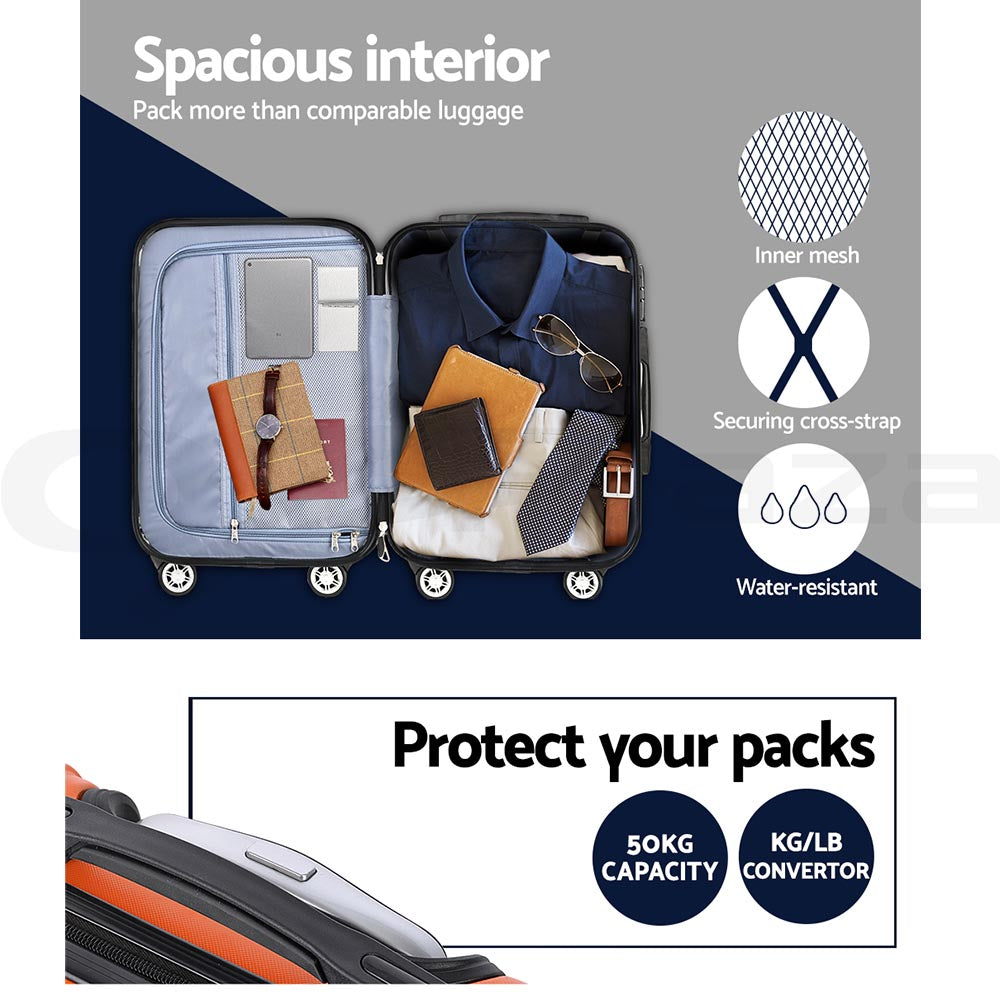 Wanderlite 20-24-28 Inch Luggage 3Set with TSA Lock Spinner Carry On Hard Shell Travel Suitcase Lugg