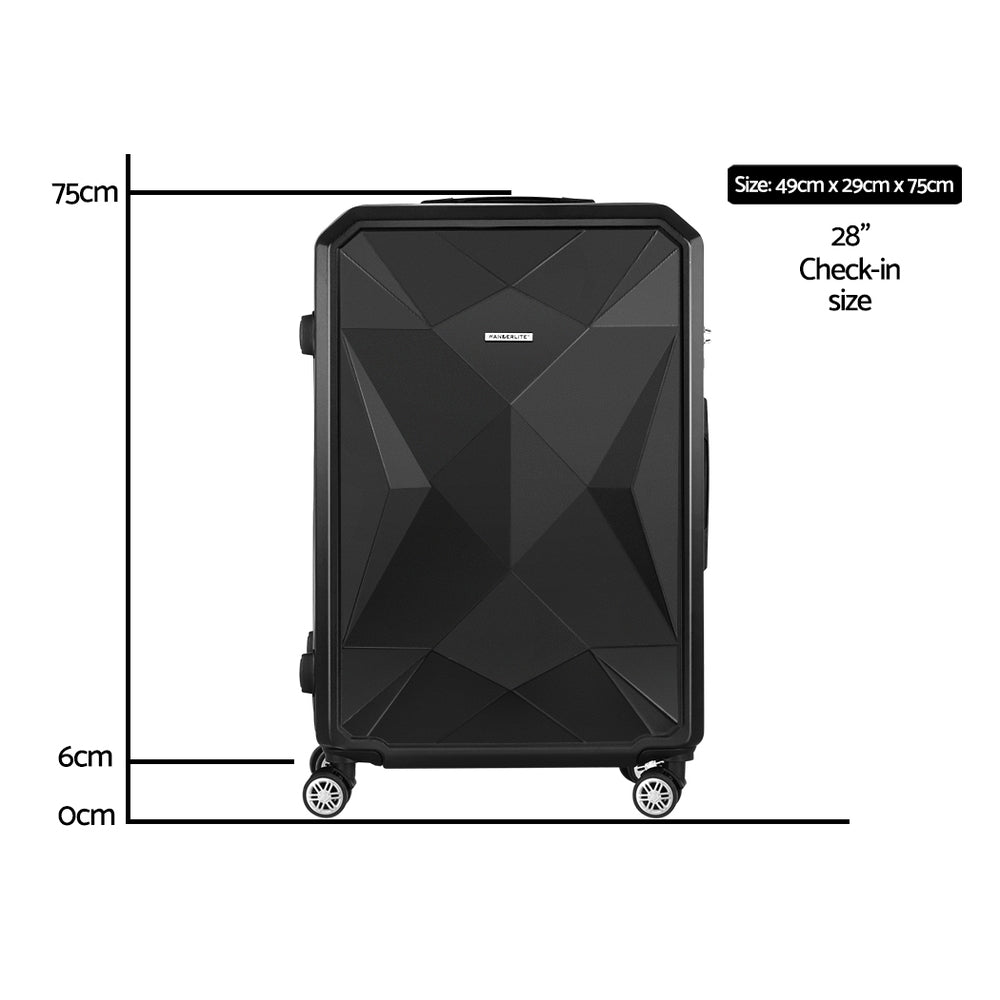 Wanderlite 28-inch Luggage Set with TSA Lock?ABS Hard Shell Travel Suitcase Organiser Luggage Case Black