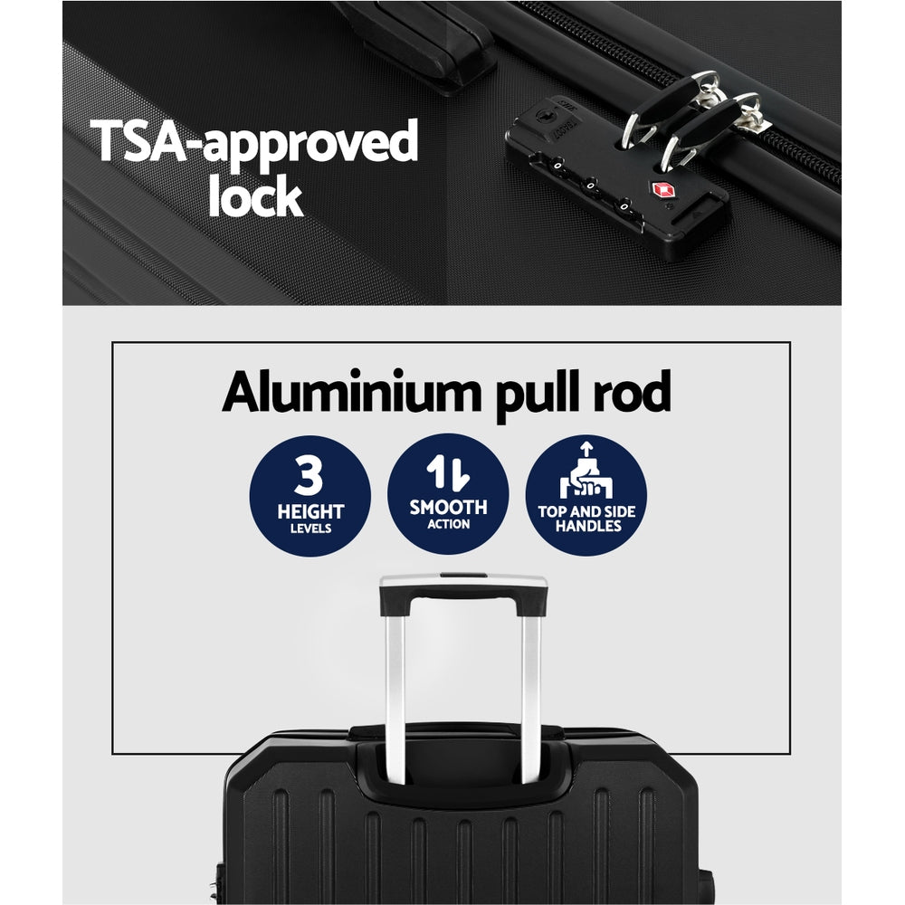 Wanderlite 28-inch Luggage Set with TSA Lock?ABS Hard Shell Travel Suitcase Organiser Luggage Case Black