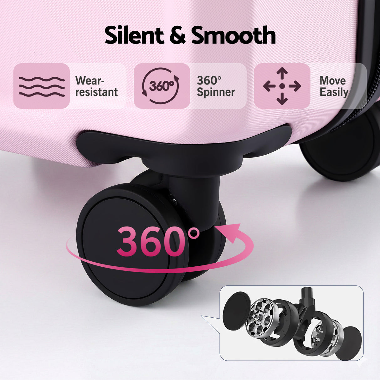 Wanderlite 28" Luggage Suitcase Trolley Travel Lightweight TSA Hardshell Pink