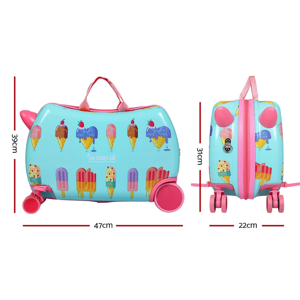 Wanderlite 17 Kids Ride On Luggage Children Suitcase Trolley Travel Ice Cream