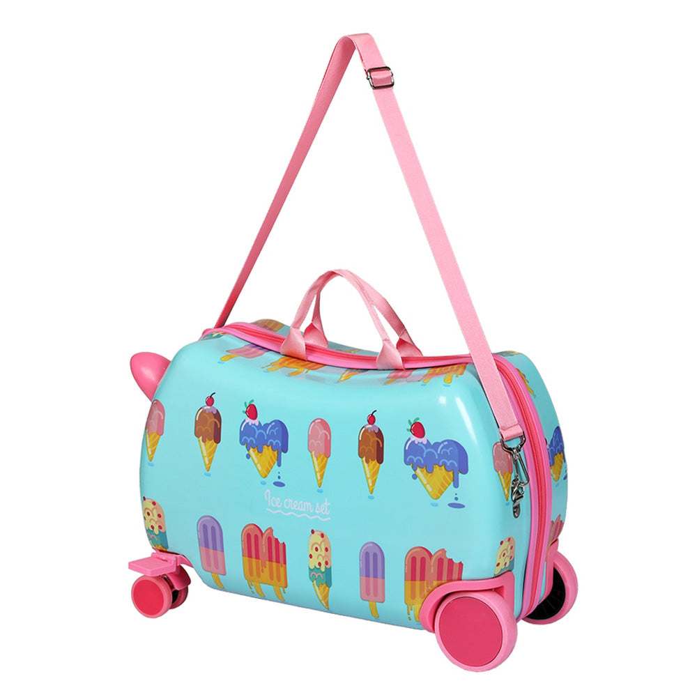Wanderlite 17 Kids Ride On Luggage Children Suitcase Trolley Travel Ice Cream