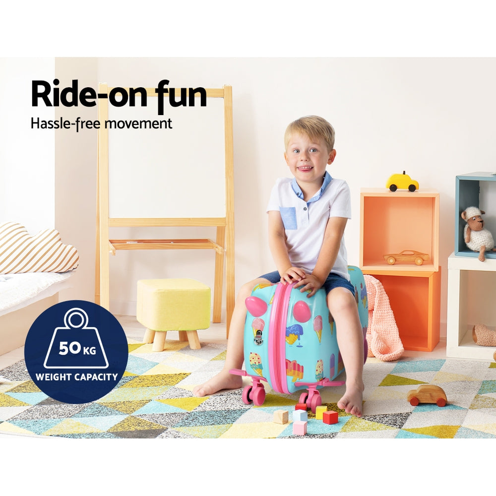 Wanderlite 17 Kids Ride On Luggage Children Suitcase Trolley Travel Ice Cream