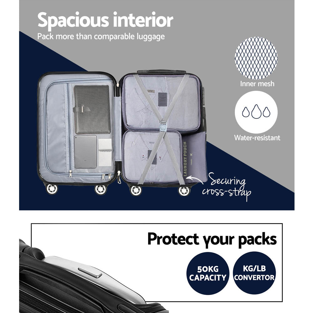 Wanderlite 3 Set Luggage 20-24-28 Inch with TSA Lock Spinner Hard Shell Travel Suitcase Luggage Orga