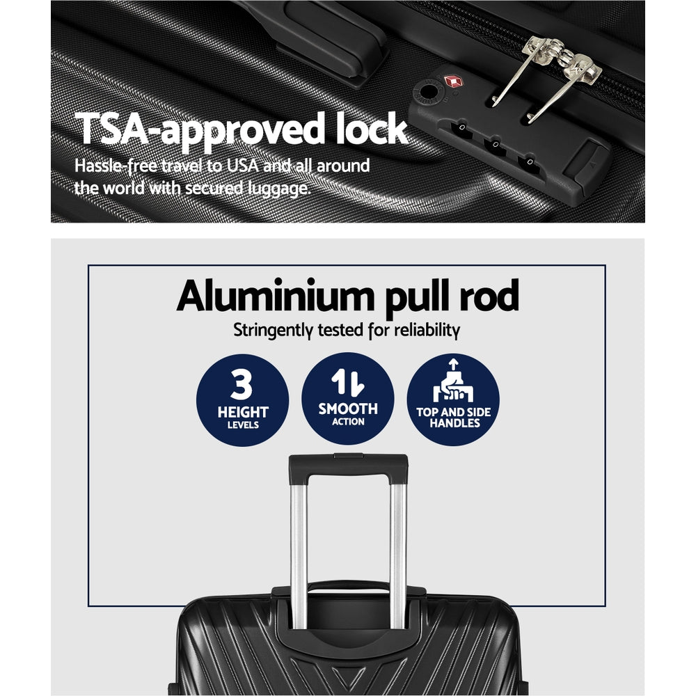 Wanderlite 3 Set Luggage 20-24-28 Inch Suitcase with TSA Lock Carry On Hard Shell Travel Luggage Org
