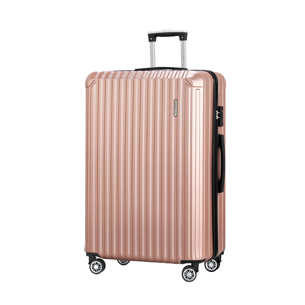 Wanderlite 28-inch Luggage Set with TSA Lock?ABS Hard Shell Travel Suitcase Organiser Luggage Case Rose Gold