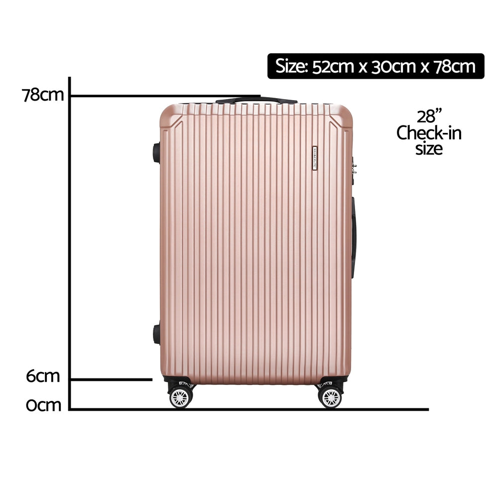 Wanderlite 28-inch Luggage Set with TSA Lock?ABS Hard Shell Travel Suitcase Organiser Luggage Case Rose Gold