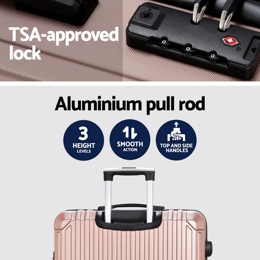Wanderlite 28-inch Luggage Set with TSA Lock?ABS Hard Shell Travel Suitcase Organiser Luggage Case Rose Gold
