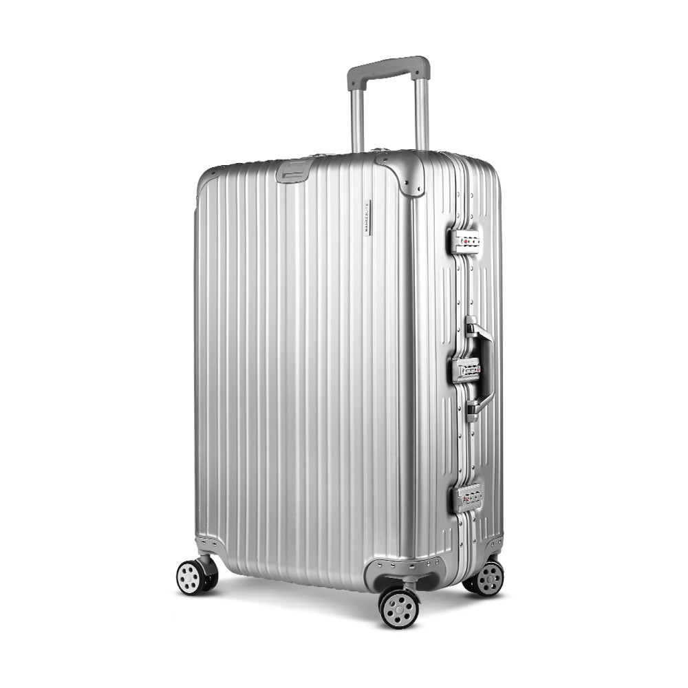 Wanderlite 28 Inch Luggage with TSA Lock Stainless�Steel�Wrapped�Corners Hard Shell Travel Suitcase