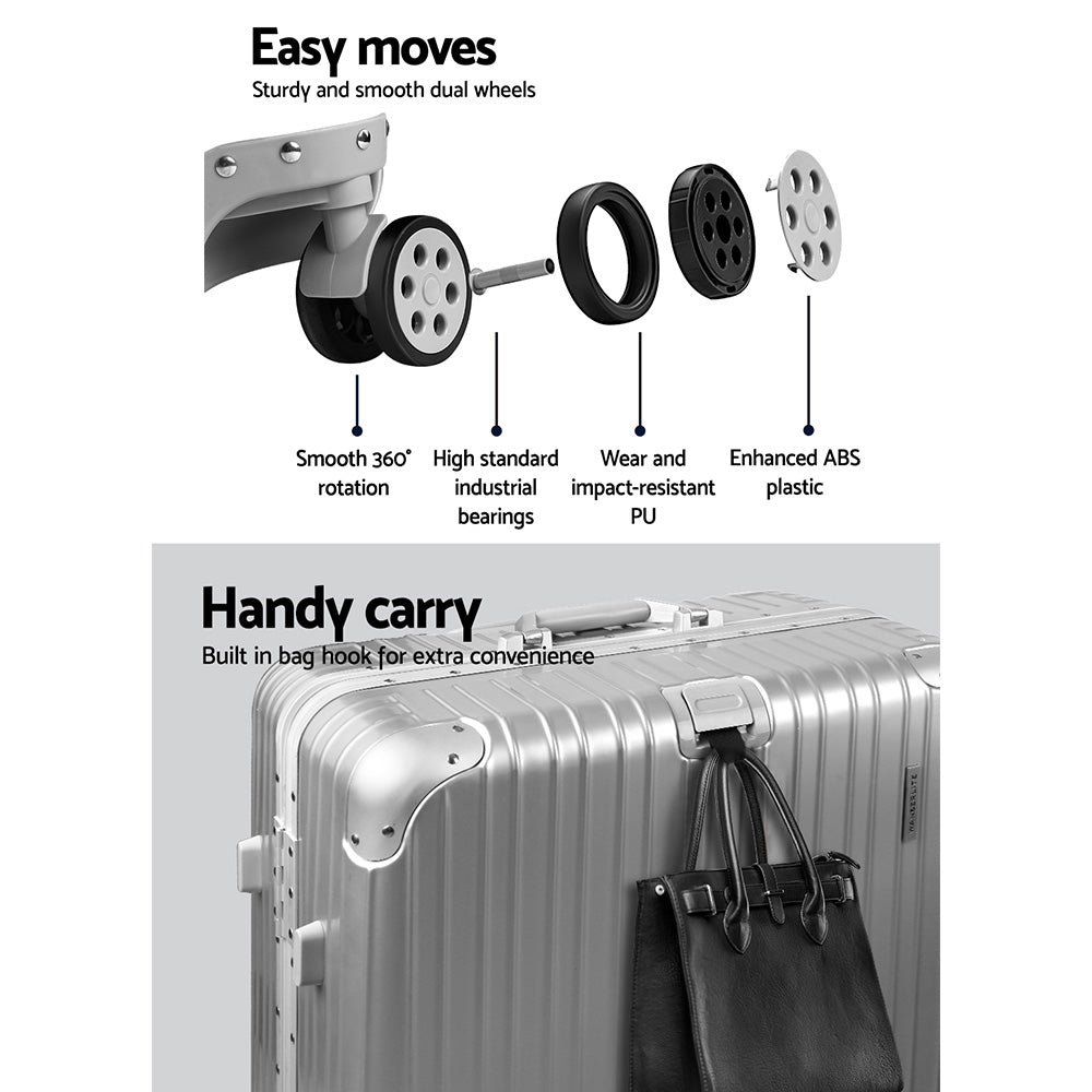 Wanderlite 28 Inch Luggage with TSA Lock Stainless�Steel�Wrapped�Corners Hard Shell Travel Suitcase