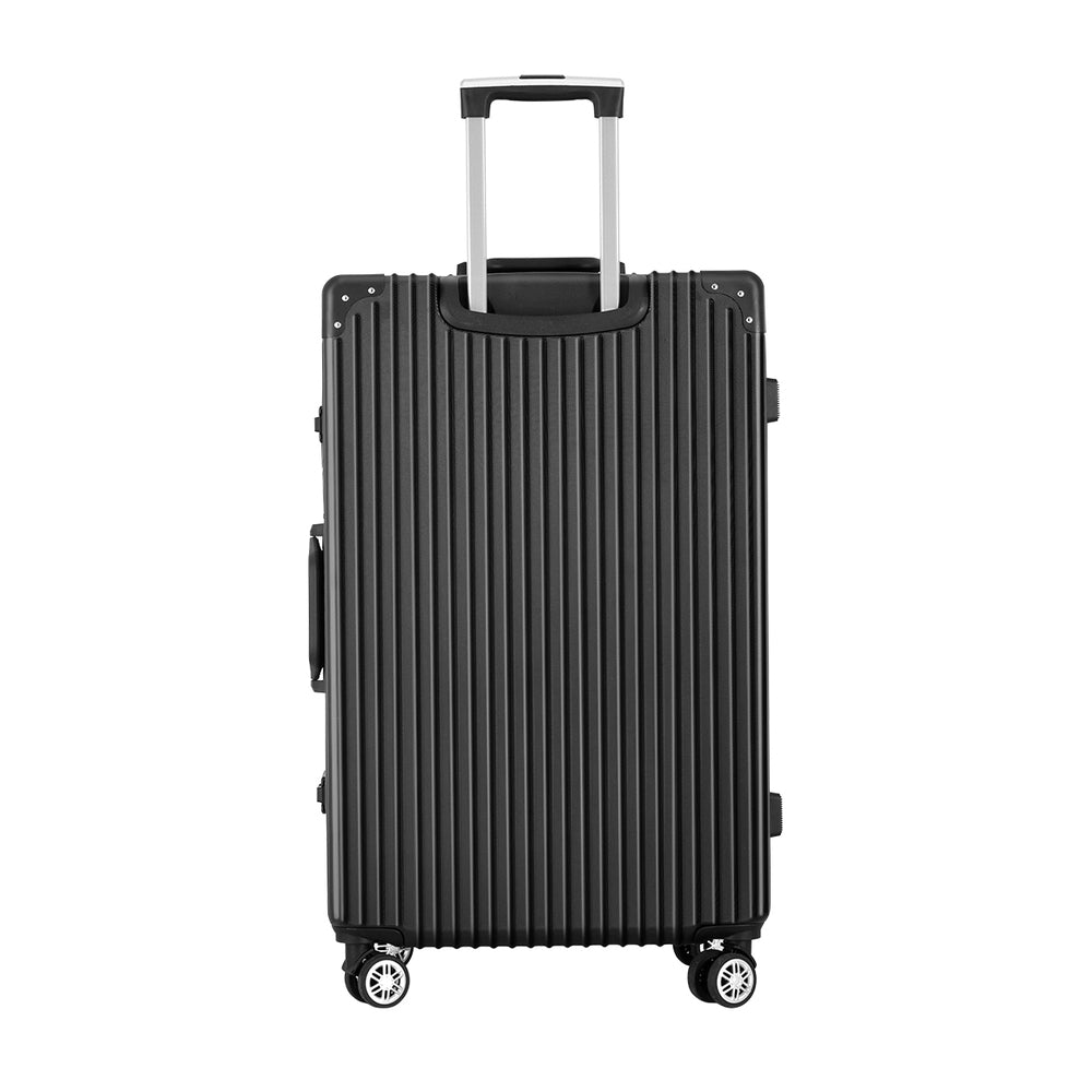 Wanderlite 28 Inch Luggage with TSA Lock Stainless?Steel?Wrapped?Corners Hard Shell Travel Suitcase Luggage Case Black