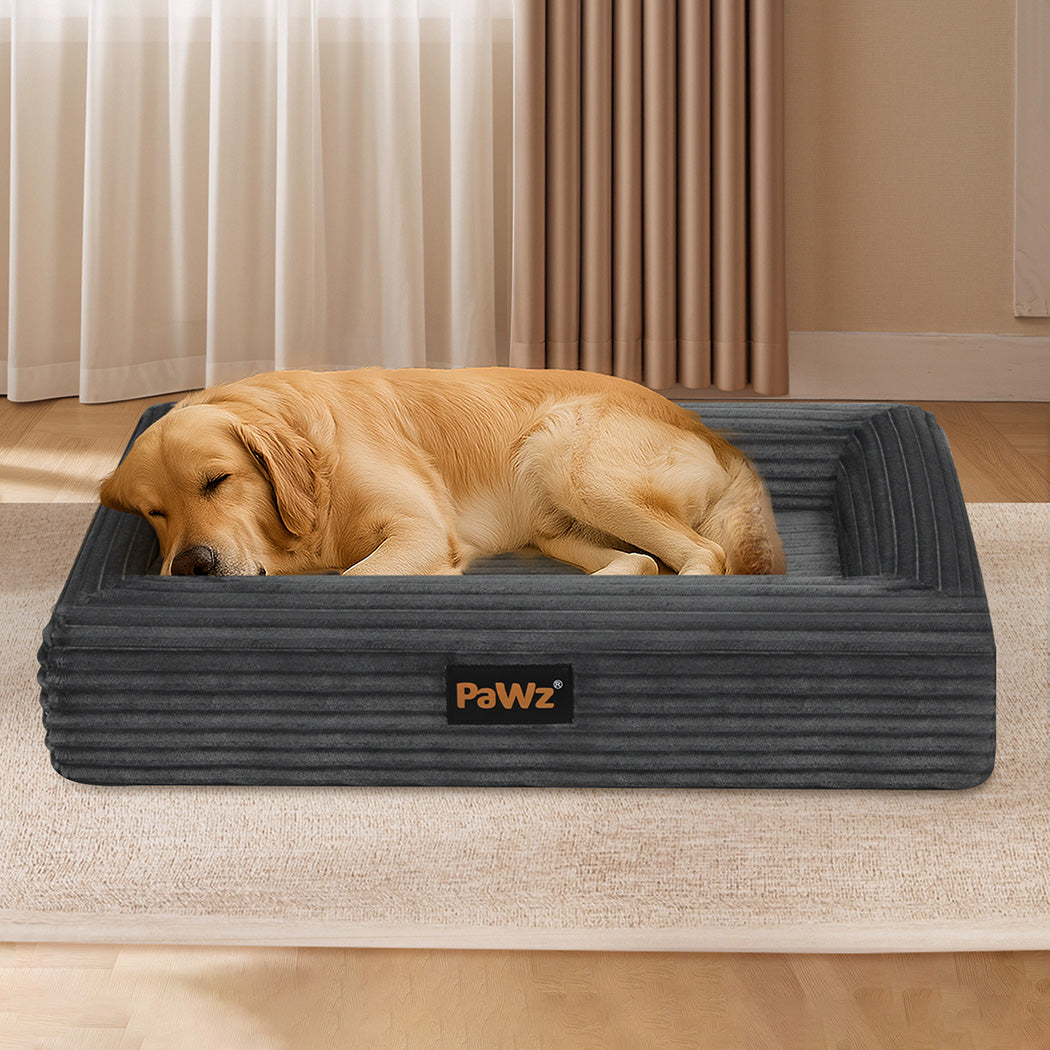Pawz XL Size Orthopedic Dog Bed with Corduroy Removable Cover Waterproof Washable Grey-2006732714845278214