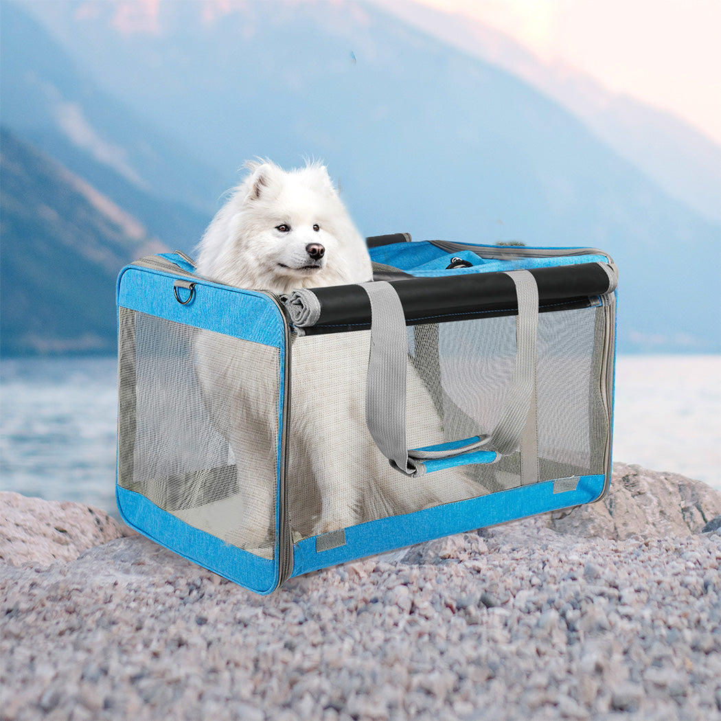 Pawz 3 in 1 Pet Soft Crate Dog Cat Carrier XL Size Blue-2006732695085912070