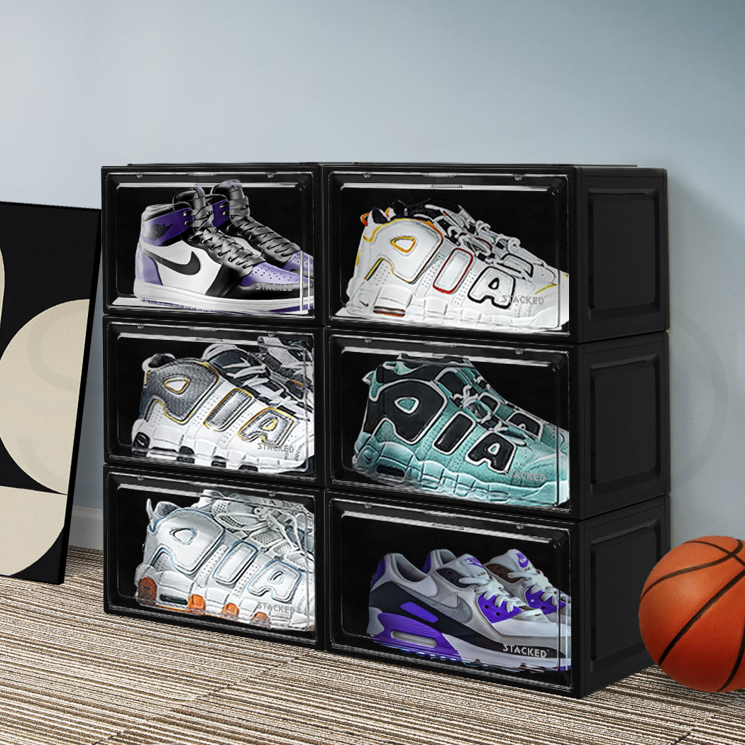 Stacked Shoe Box Acrylic Sneaker Display 6PC Black-2018816656914124806