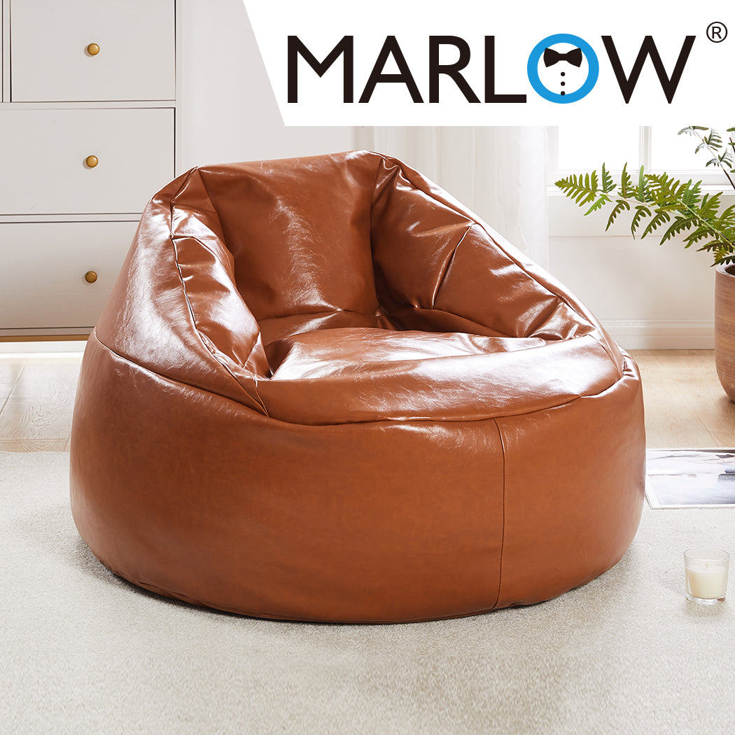 Marlow Bean Bag Chair Cover PU Couch Tan-2006733313246629894