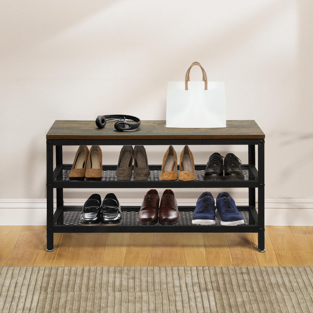 Levede 3-Tier Shoe Rack Bench Storage Cabinet 73cm-2006733143813525510
