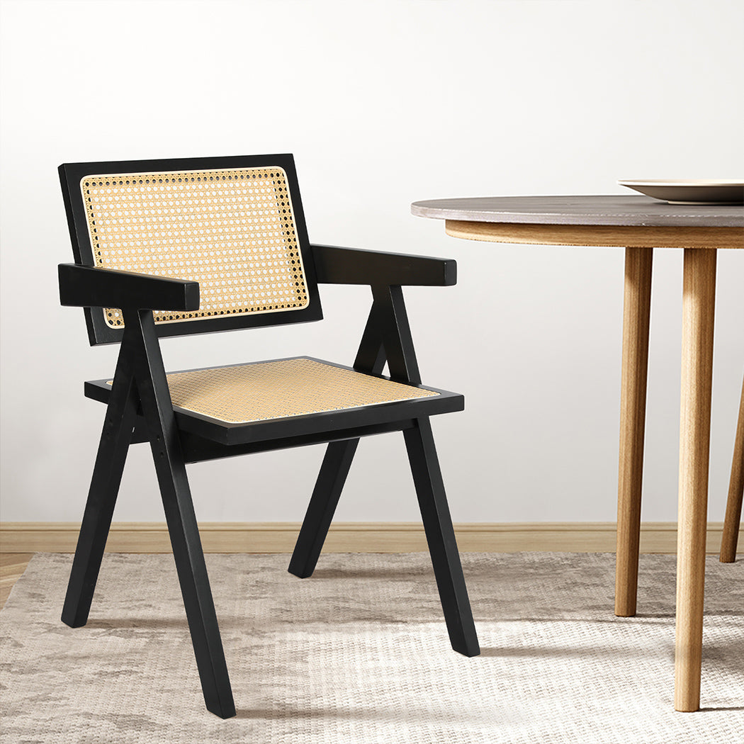 Levede 1x Black Wicker Armchair Dining Chair-1954802993715089415