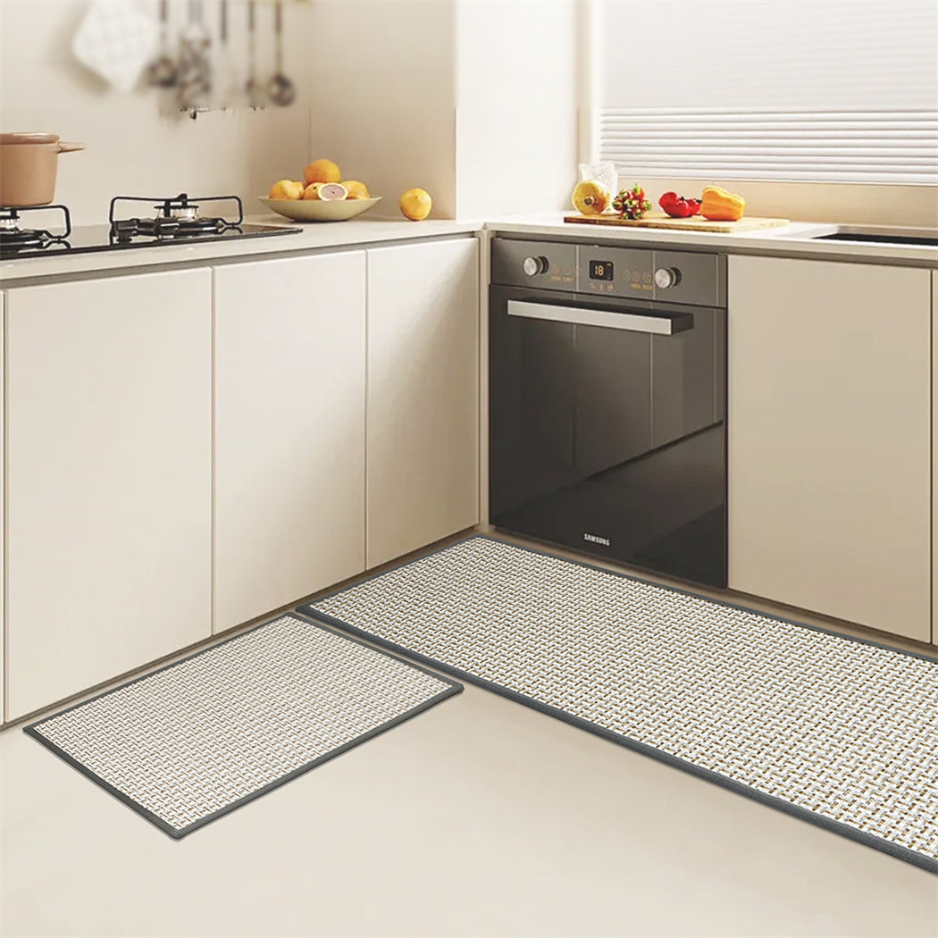 Marlow Kitchen Rug 2PCS Woven Non Slip Absorbent Grey-2018816694125989894