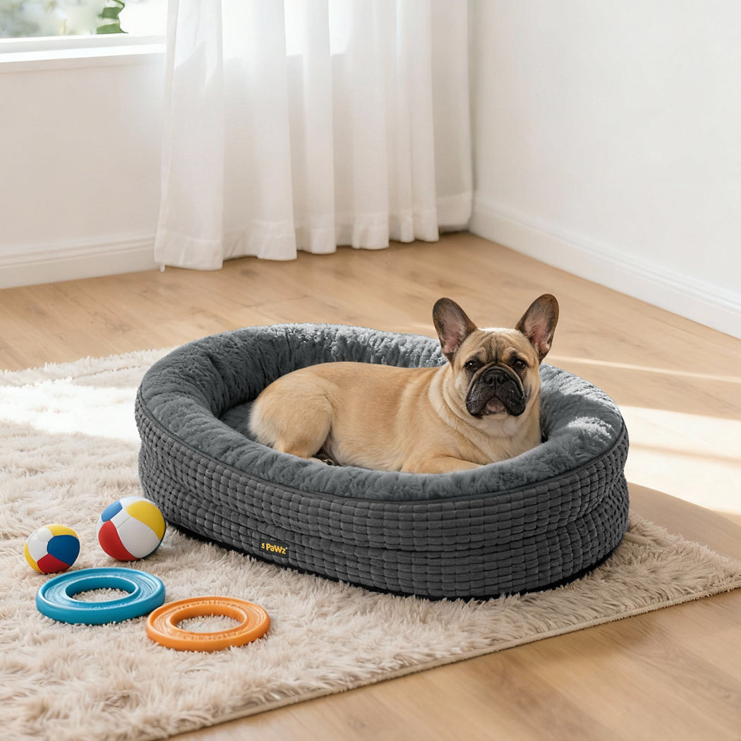 Pawz Orthopedic Plush Dog Bed Soft Washable Pet Bed Grey Cosy Cushion M Size-2011971116528177158