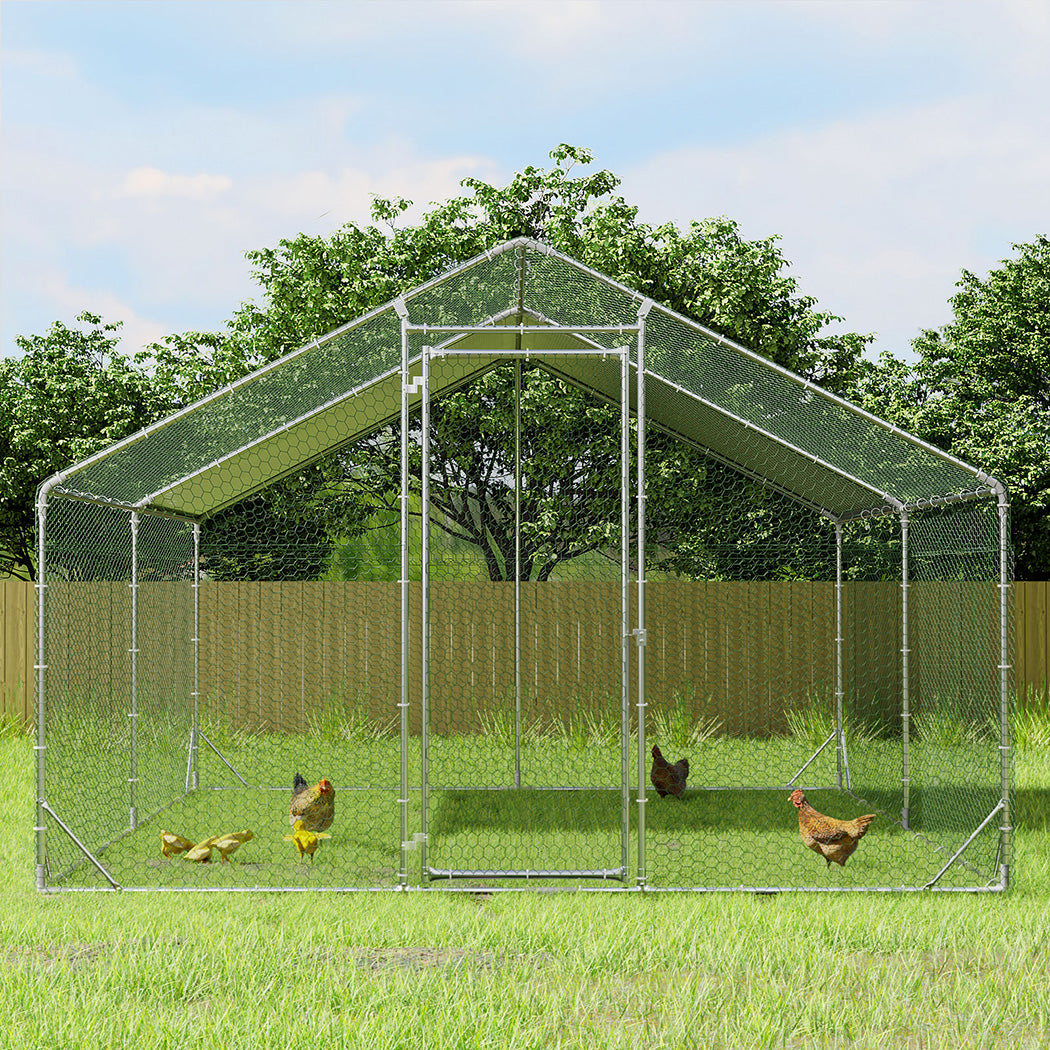 Pawz 400x300x194cm Large Metal Walk-in Chicken Coop Cage-1954802467145388038