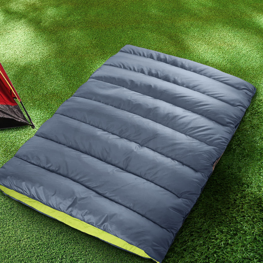 Mountview Double Sleeping Bag Bags Outdoor Grey-2006732918839447558