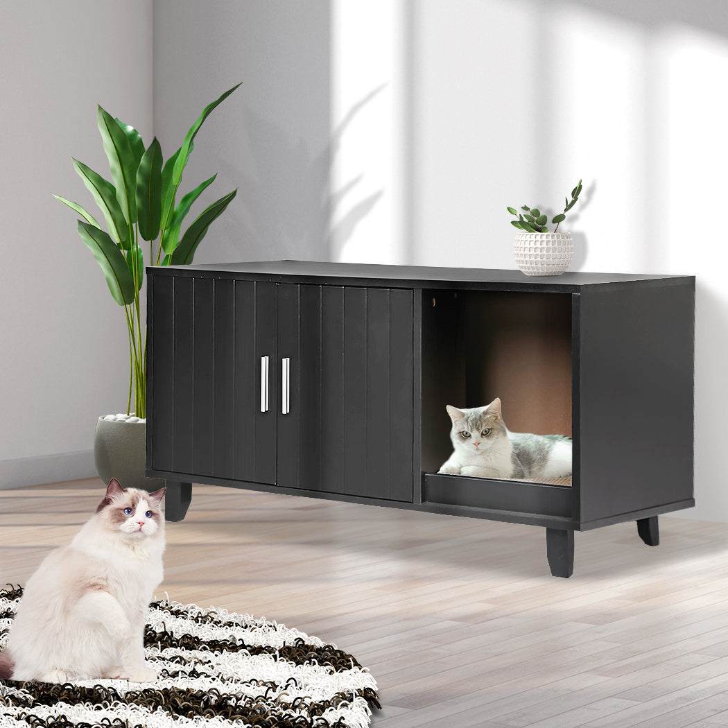 PaWz Enclosed Cat Litter Cabinet Box Black-2018816835016855558