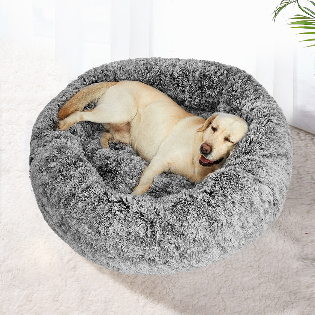 PaWz Pet Bed Cat Dog Donut Nest Calming L Charcoal Large-2018816778347614214
